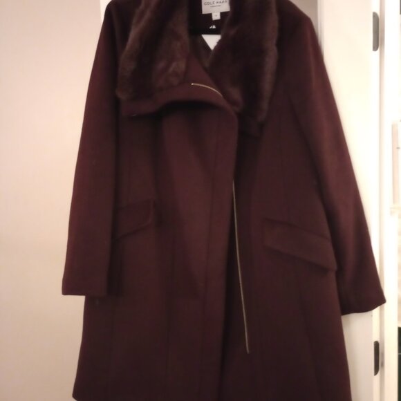 Cole Haan signature wool coat bourdeux - Picture 1 of 4